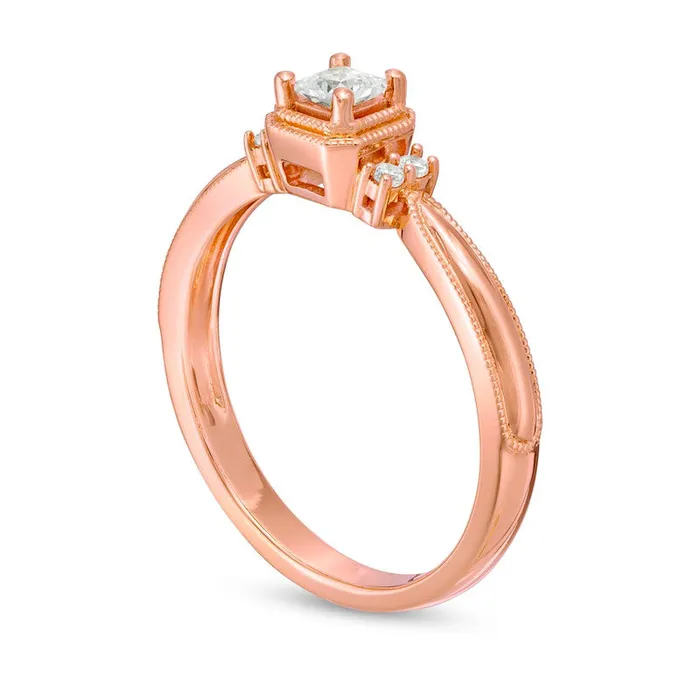 Rings 025 CT TW PrincessCut Natural Diamond Collar Promise Ring in Solid 10K Rose Gold Goldia Rings 025 CT TW PrincessCut Natural Diamond Collar Promise Ring in Solid 10K Rose Gold Goldia