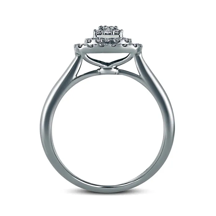 Rings 033 CT TW Composite CushionShaped Natural Diamond Double Frame Engagement Ring in Solid 14K White Gold Goldia Rings 033 CT TW Composite CushionShaped Natural Diamond Double Frame Engagement Ring in Solid 14K White Gold Goldia