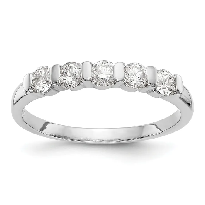 Rings 047ct CZ Solid Real 14K White Gold 5Stone Wedding Band Ring Goldia Rings 047ct CZ Solid Real 14K White Gold 5Stone Wedding Band Ring Goldia