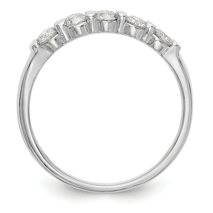 Rings 047ct CZ Solid Real 14K White Gold 5Stone Wedding Band Ring Goldia