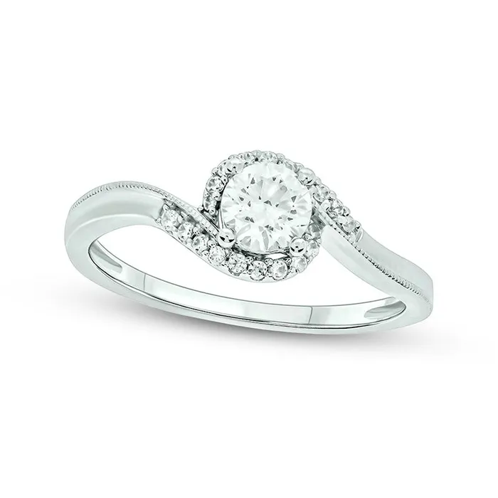 Rings 050 CT TW Natural Diamond Antique VintageStyle Bypass Engagement Ring in Solid 14K White Gold II2 Goldia Rings 050 CT TW Natural Diamond Antique VintageStyle Bypass Engagement Ring in Solid 14K White Gold II2 Goldia