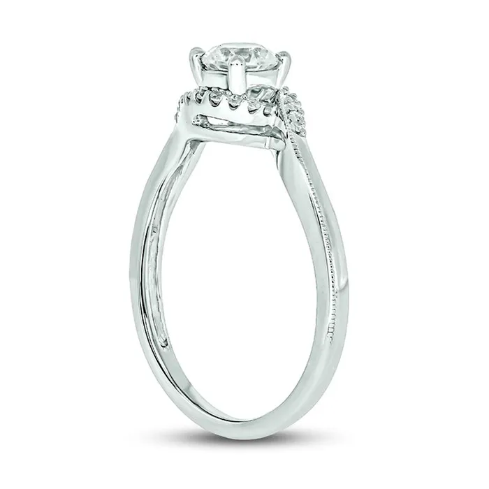 Rings 050 CT TW Natural Diamond Antique VintageStyle Bypass Engagement Ring in Solid 14K White Gold II2 Goldia Rings 050 CT TW Natural Diamond Antique VintageStyle Bypass Engagement Ring in Solid 14K White Gold II2 Goldia