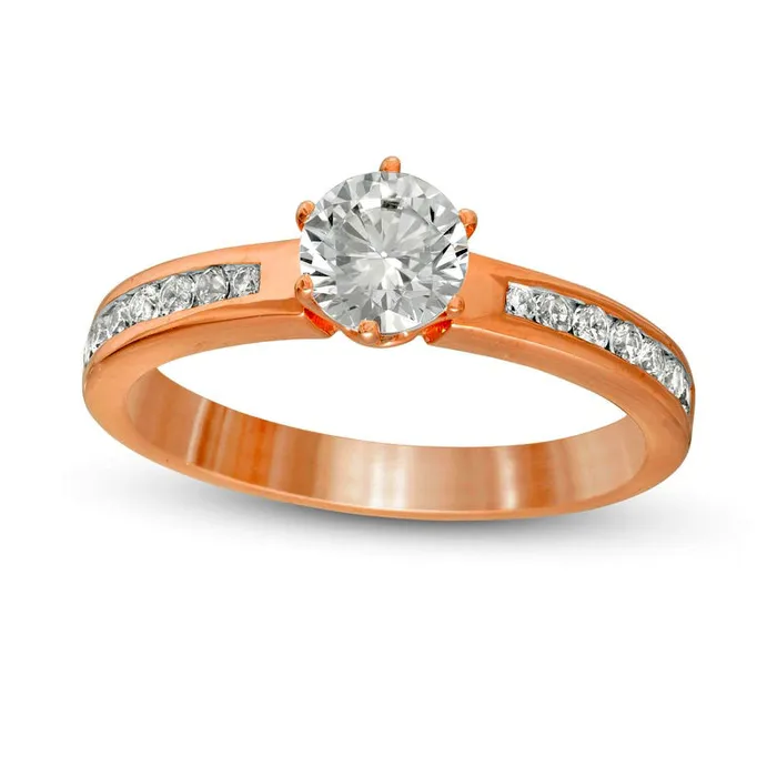 Rings 10 CT TW Natural Diamond Engagement Ring in Solid 14K Rose Gold Goldia Rings 10 CT TW Natural Diamond Engagement Ring in Solid 14K Rose Gold Goldia