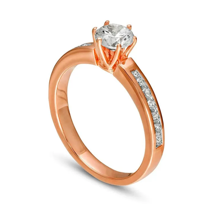 Rings 10 CT TW Natural Diamond Engagement Ring in Solid 14K Rose Gold Goldia Rings 10 CT TW Natural Diamond Engagement Ring in Solid 14K Rose Gold Goldia