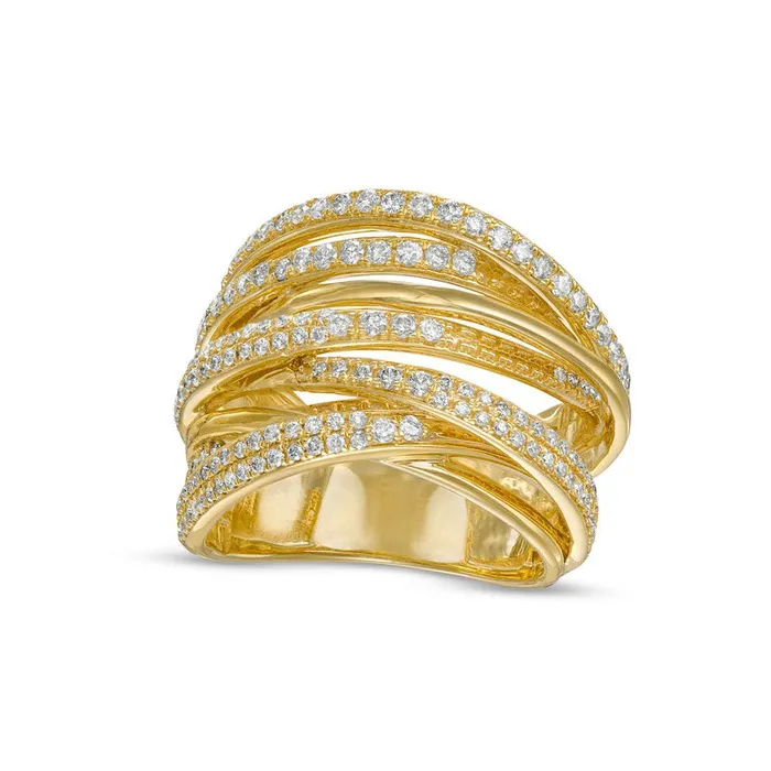 Rings 10 CT TW Natural Diamond Layered Orbit Ring in Solid 10K Yellow Gold Goldia Rings 10 CT TW Natural Diamond Layered Orbit Ring in Solid 10K Yellow Gold Goldia