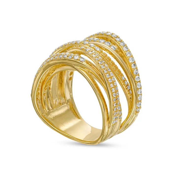 Rings 10 CT TW Natural Diamond Layered Orbit Ring in Solid 10K Yellow Gold Goldia Rings 10 CT TW Natural Diamond Layered Orbit Ring in Solid 10K Yellow Gold Goldia