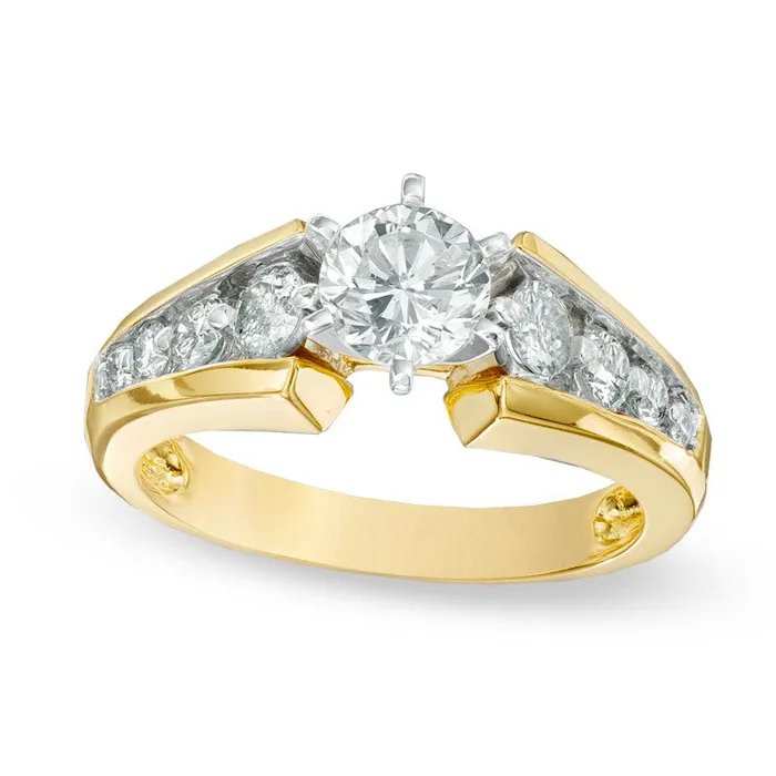 Rings 120 CT TW Natural Diamond Engagement Ring in Solid 14K Gold Goldia Rings 120 CT TW Natural Diamond Engagement Ring in Solid 14K Gold Goldia