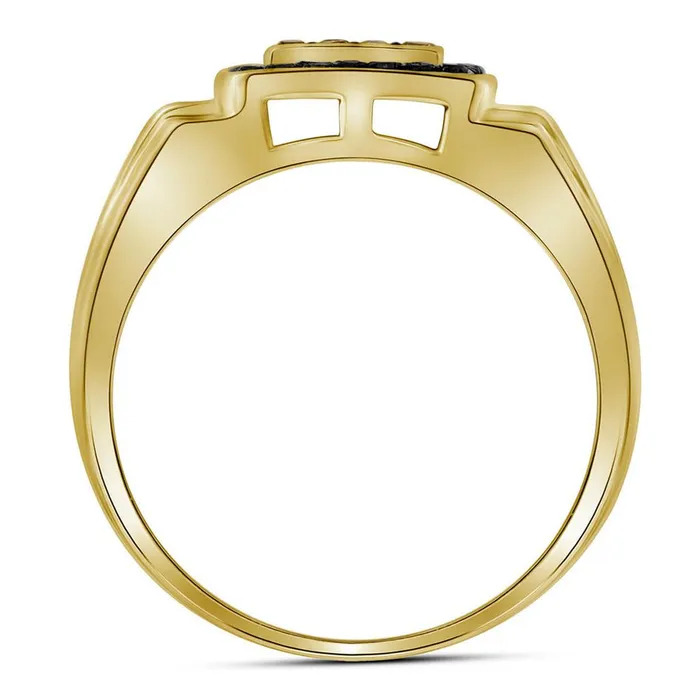 Rings 10k Yellow Gold Round Brown Diamond Square Ring 12 Cttw gndatlanta