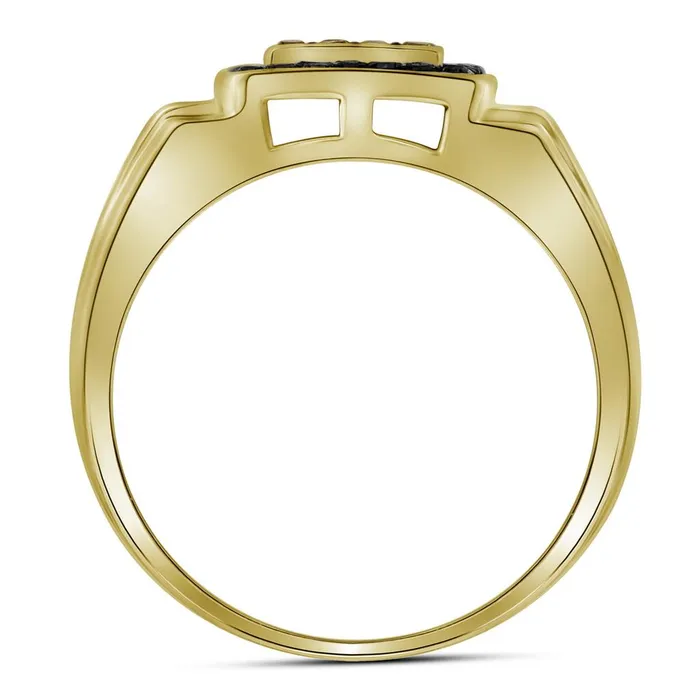 Rings 10k Yellow Gold Round Brown Diamond Square Ring 12 Cttw gndatlanta
