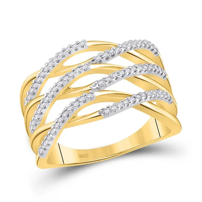 Rings 10k Yellow Gold Round Diamond Openwork Crossover Strand Band Ring 14 Cttw gndatlanta Rings 10k Yellow Gold Round Diamond Openwork Crossover Strand Band Ring 14 Cttw gndatlanta
