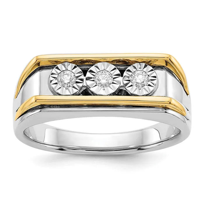 Rings 14k Twotone Gold Real Diamond Mens Ring Goldiacom