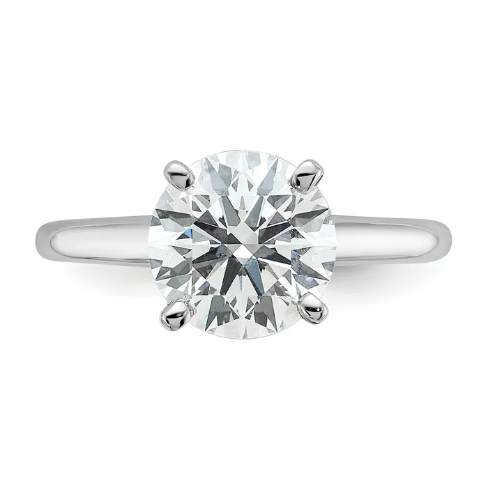 Rings 14k White Gold 3 Ct Certified Lab Grown Diamond VSSI G Round Solitaire Engagement Ring Goldia