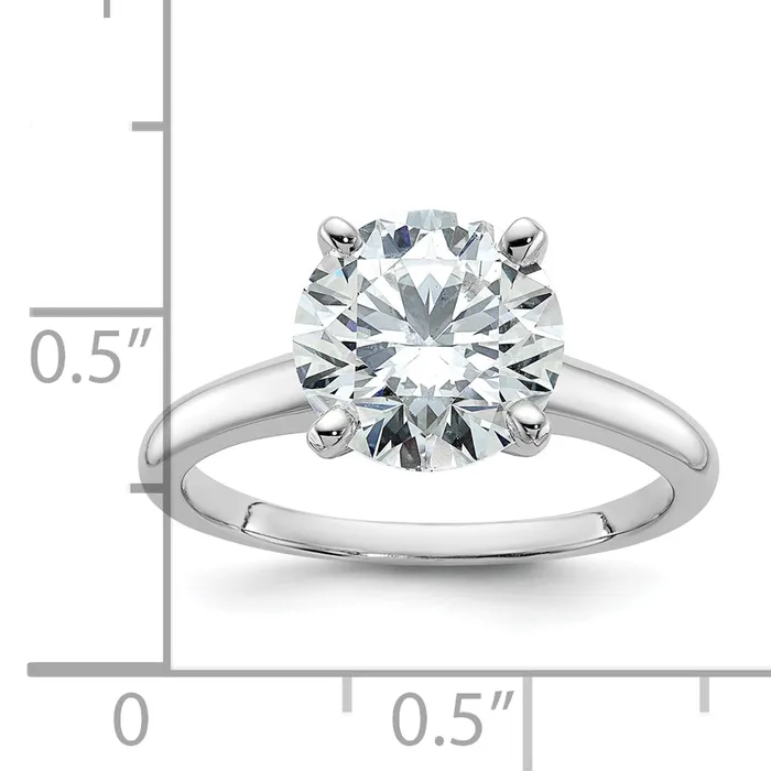Rings 14k White Gold 3 Ct Certified Lab Grown Diamond VSSI G Round Solitaire Engagement Ring Goldia