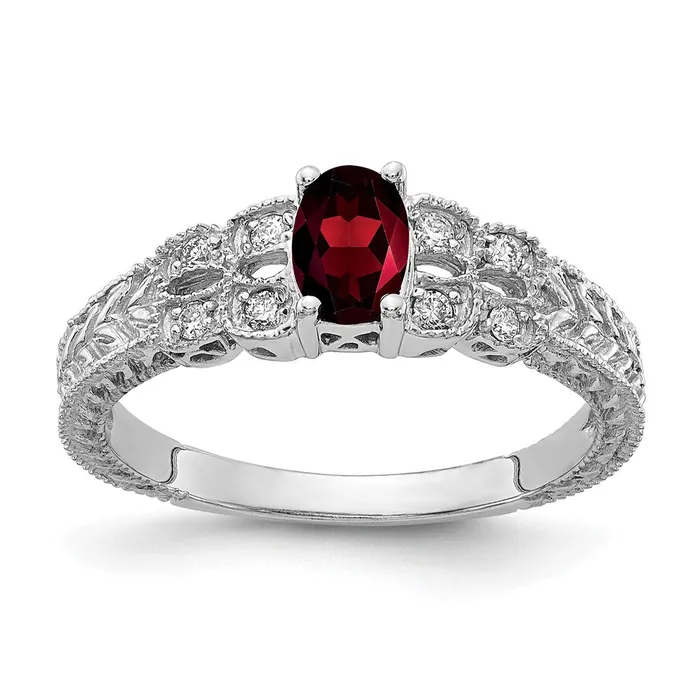 Rings 14k White Gold 6x4mm Oval Garnet Checker AAA Real Diamond ring Goldiacom Rings 14k White Gold 6x4mm Oval Garnet Checker AAA Real Diamond ring Goldiacom