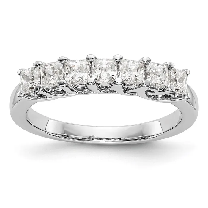 Rings 14K White Gold 7Stone Real Diamond Band Goldia