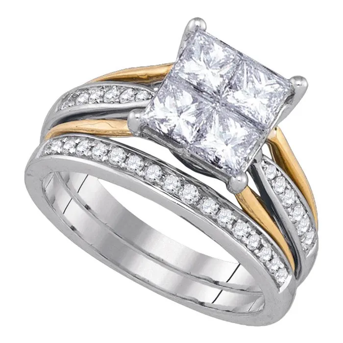 Rings 14k White Gold Princess Diamond 2tone Bridal Wedding Ring Set 2 Cttw gndatlanta Rings 14k White Gold Princess Diamond 2tone Bridal Wedding Ring Set 2 Cttw gndatlanta