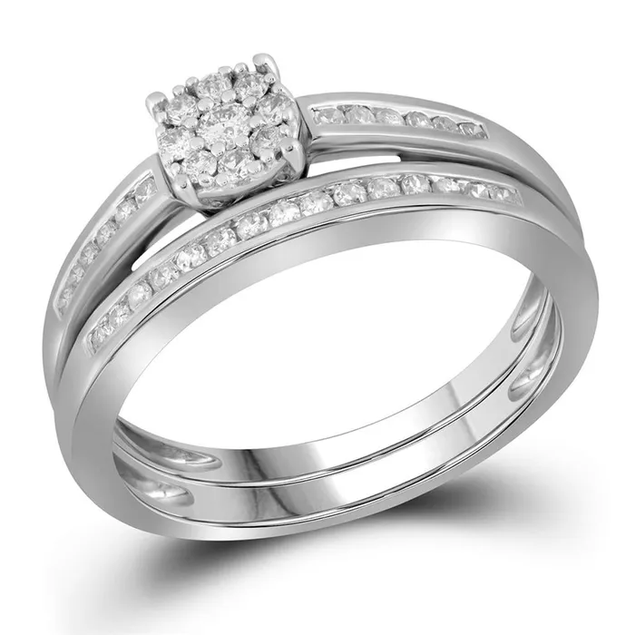 Rings 14k White Gold Round Diamond Bridal Wedding Ring Set 13 Cttw gndatlanta