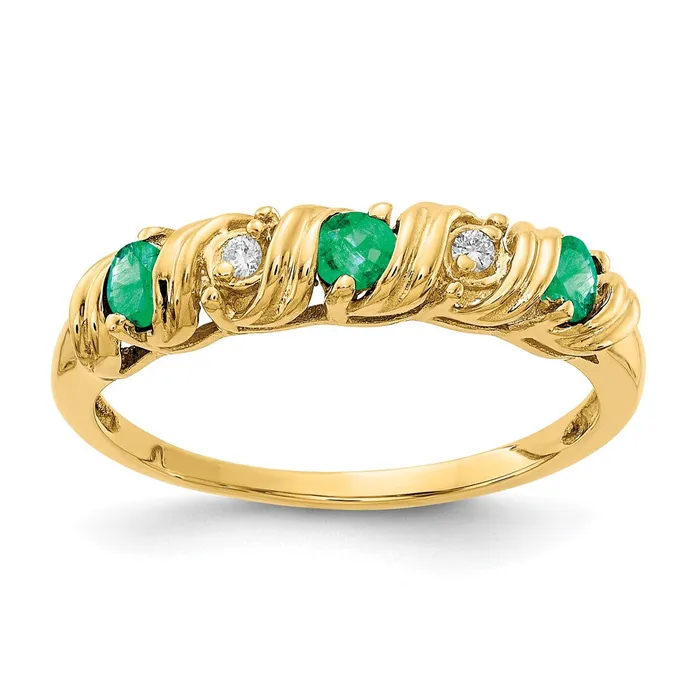 Rings 14k Yellow Gold 275mm Emerald AA Diamond ring Goldia