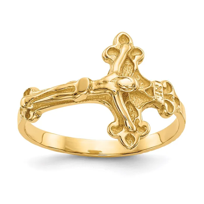 Rings 14K Yellow Gold Crucifix Ring Goldia
