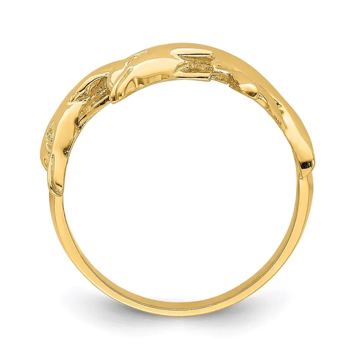 Rings 14K Yellow Gold Polished Double Dolphin Ring Goldia