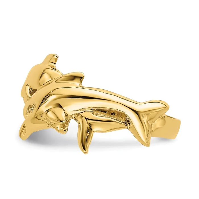 Rings 14K Yellow Gold Polished Double Dolphin Ring Goldia