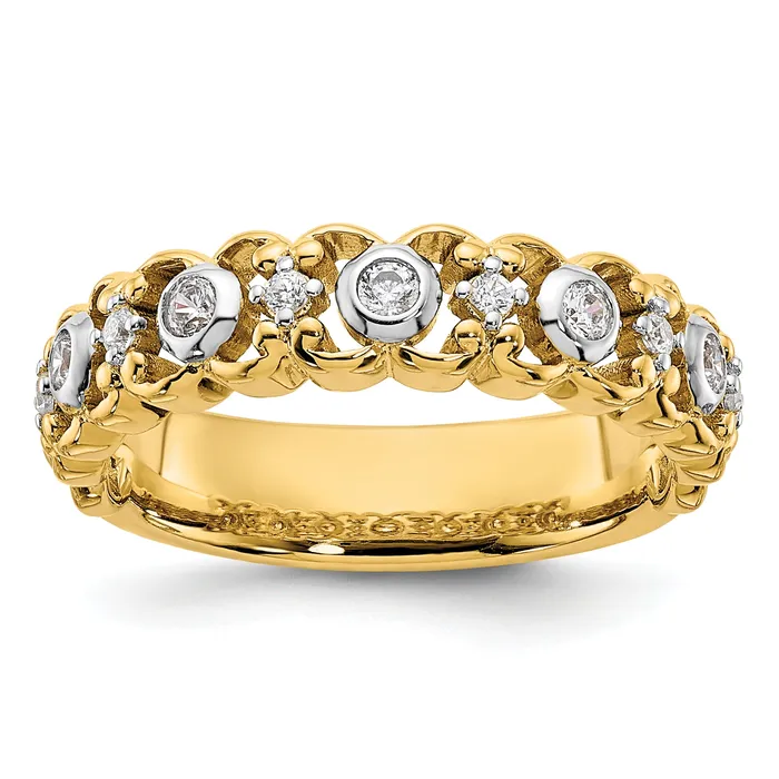 Rings 14k Yellow Gold Two Tone 14 Ct Lab Grown Diamond VSSI G Wedding Band Ring Goldia Rings 14k Yellow Gold Two Tone 14 Ct Lab Grown Diamond VSSI G Wedding Band Ring Goldia