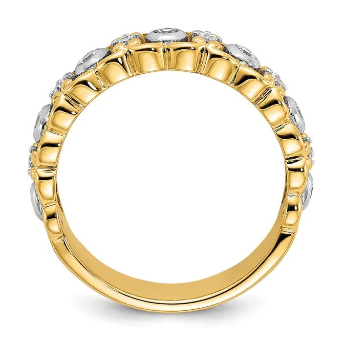 Rings 14k Yellow Gold Two Tone 14 Ct Lab Grown Diamond VSSI G Wedding Band Ring Goldia