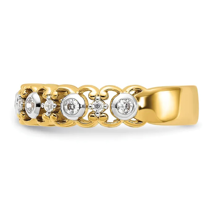 Rings 14k Yellow Gold Two Tone 14 Ct Lab Grown Diamond VSSI G Wedding Band Ring Goldia