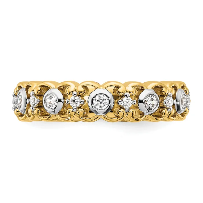 Rings 14k Yellow Gold Two Tone 14 Ct Lab Grown Diamond VSSI G Wedding Band Ring Goldia