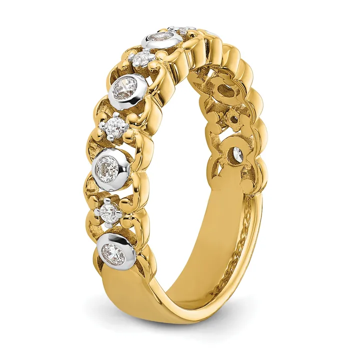 Rings 14k Yellow Gold Two Tone 14 Ct Lab Grown Diamond VSSI G Wedding Band Ring Goldia