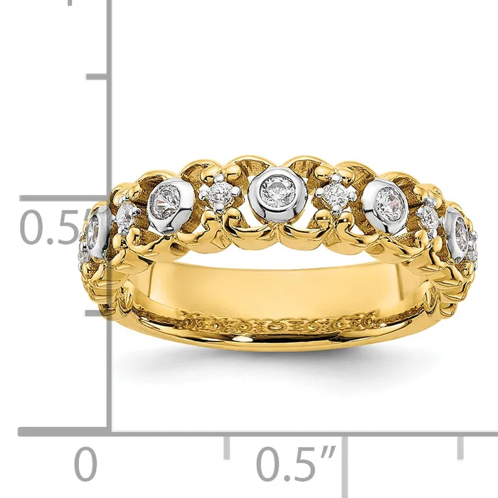 Rings 14k Yellow Gold Two Tone 14 Ct Lab Grown Diamond VSSI G Wedding Band Ring Goldia