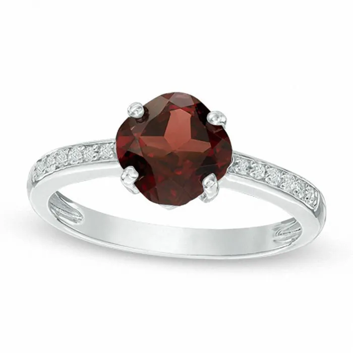 Rings 70mm CushionCut Garnet and White Topaz Ring in Sterling Silver Goldia Rings 70mm CushionCut Garnet and White Topaz Ring in Sterling Silver Goldia