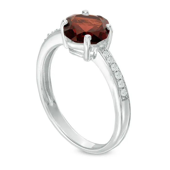 Rings 70mm CushionCut Garnet and White Topaz Ring in Sterling Silver Goldia Rings 70mm CushionCut Garnet and White Topaz Ring in Sterling Silver Goldia