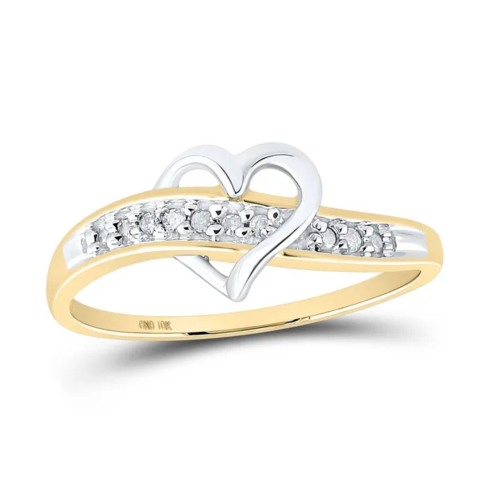 Rings gndatlanta 10k Yellow Gold Round Diamond Heart Ring 120 Cttw