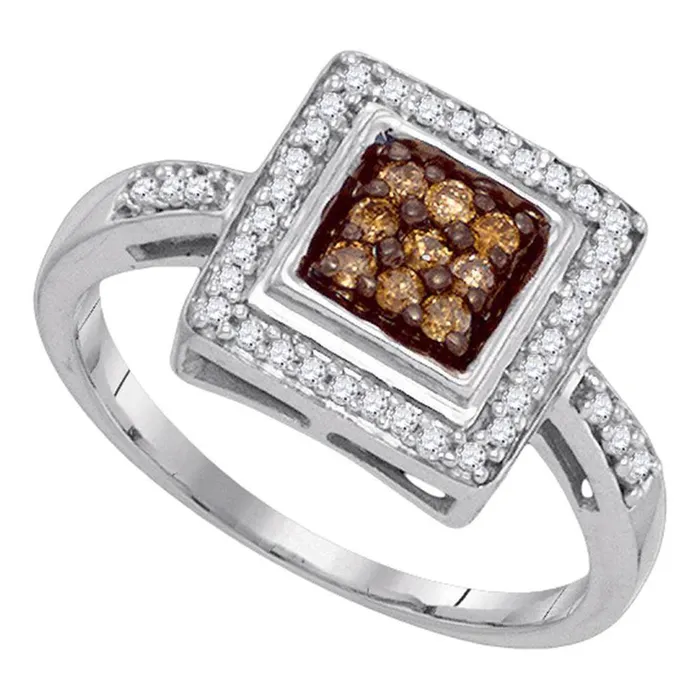 Rings gndatlanta 14k White Gold Brown Diamond Square Frame Cluster Ring 14 Cttw Rings gndatlanta 14k White Gold Brown Diamond Square Frame Cluster Ring 14 Cttw