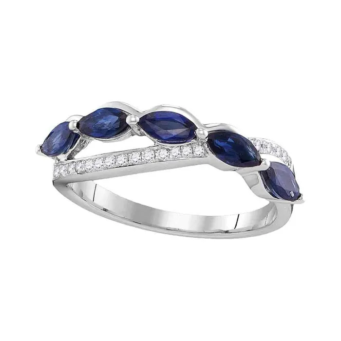 Rings gndatlanta 14k White Gold Marquise Blue Sapphire Diamond Band Ring 1 Cttw Rings gndatlanta 14k White Gold Marquise Blue Sapphire Diamond Band Ring 1 Cttw