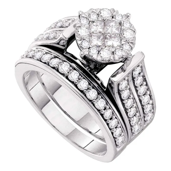 Rings gndatlanta 14k White Gold Princess Diamond Bridal Wedding Ring Set 113 Cttw Rings gndatlanta 14k White Gold Princess Diamond Bridal Wedding Ring Set 113 Cttw