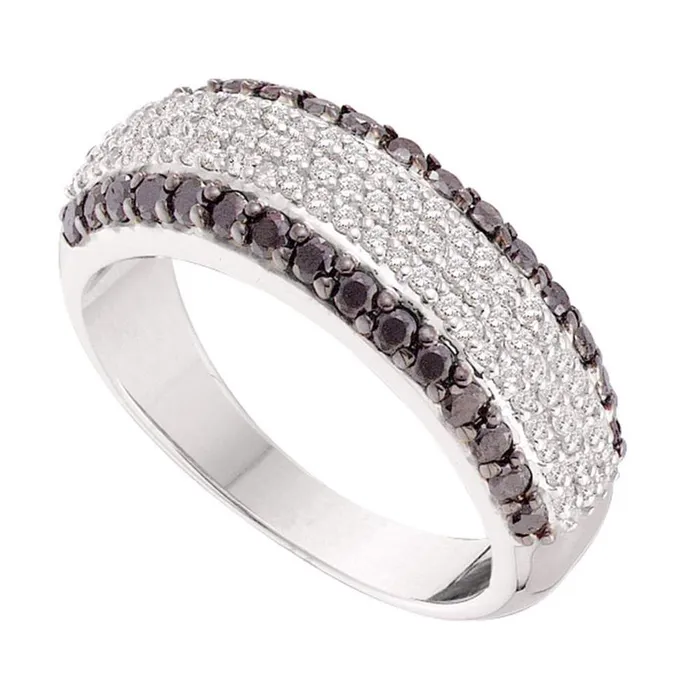Rings gndatlanta 14k White Gold Round Black Diamond Anniversary Band Ring 1 Cttw Rings gndatlanta 14k White Gold Round Black Diamond Anniversary Band Ring 1 Cttw