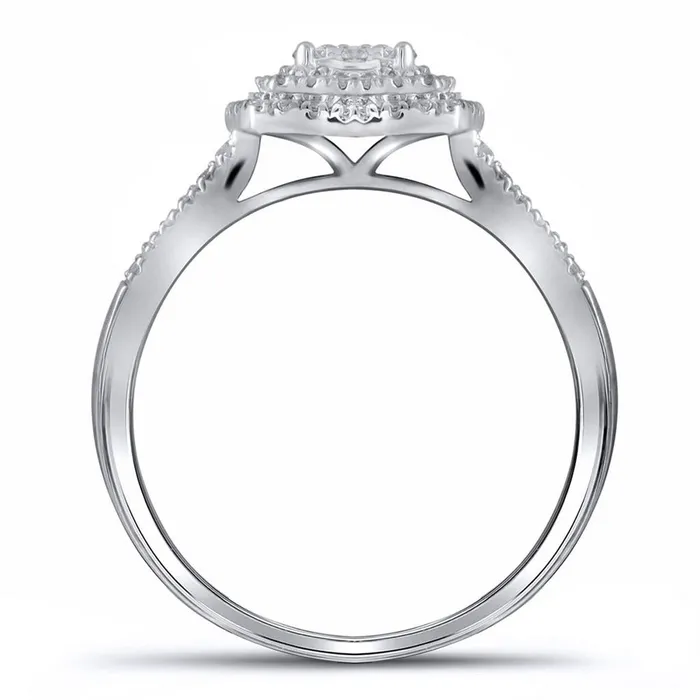 Rings gndatlanta 14k White Gold Round Diamond Square Flower Cluster Ring 12 Cttw Rings gndatlanta 14k White Gold Round Diamond Square Flower Cluster Ring 12 Cttw