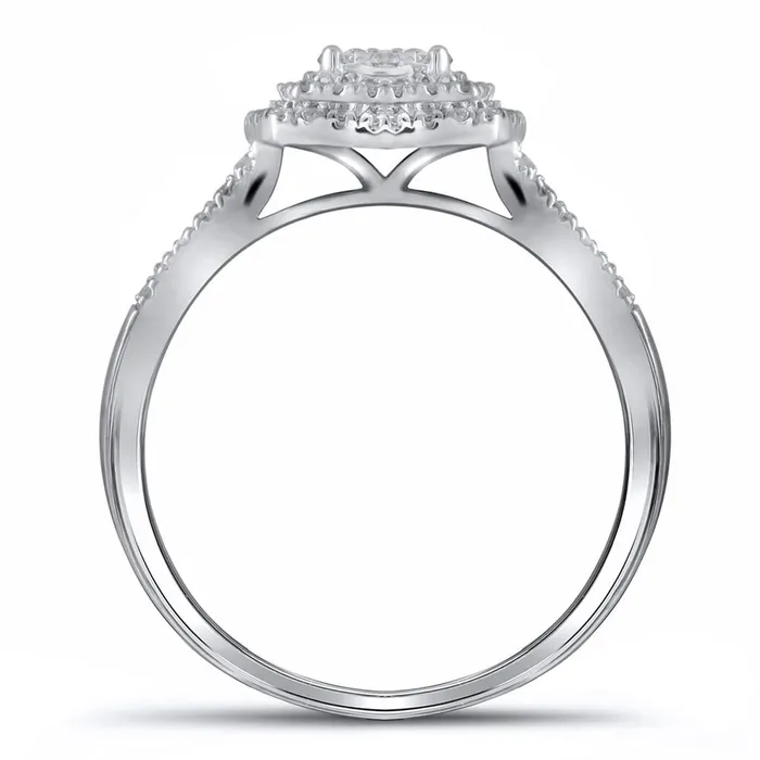 Rings gndatlanta 14k White Gold Round Diamond Square Flower Cluster Ring 12 Cttw
