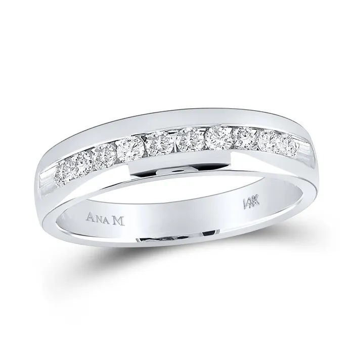Rings gndatlanta 14k White Gold Round Diamond Wedding Single Row Band Ring 12 Cttw Rings gndatlanta 14k White Gold Round Diamond Wedding Single Row Band Ring 12 Cttw