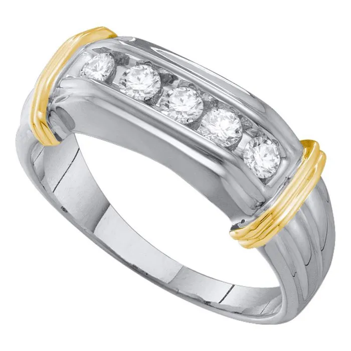 Rings gndatlanta 14k White Twotone Gold Round Diamond Single Row Wedding Band 12 Cttw Rings gndatlanta 14k White Twotone Gold Round Diamond Single Row Wedding Band 12 Cttw