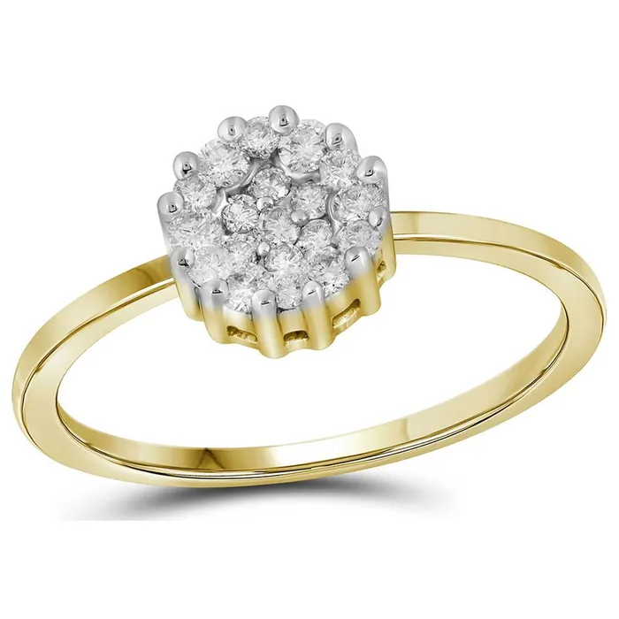 Rings gndatlanta 14k Yellow Gold Round Diamond Flower Cluster Ring 14 Cttw Rings gndatlanta 14k Yellow Gold Round Diamond Flower Cluster Ring 14 Cttw