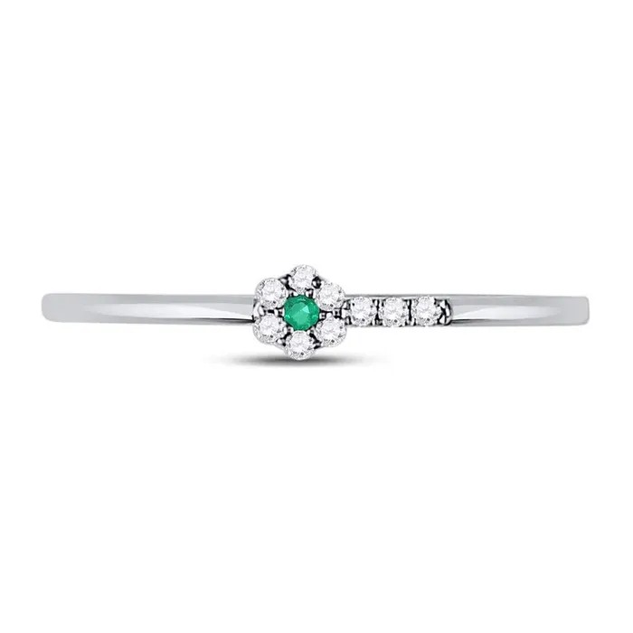 Rings gndatlanta 14kt White Gold Round Emerald Diamond Stackable Band Ring 120 Cttw Rings gndatlanta 14kt White Gold Round Emerald Diamond Stackable Band Ring 120 Cttw