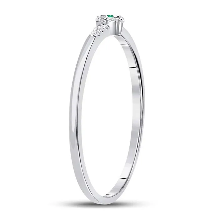 Rings gndatlanta 14kt White Gold Round Emerald Diamond Stackable Band Ring 120 Cttw