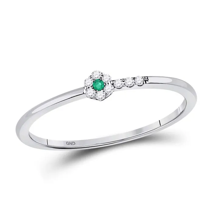 Rings gndatlanta 14kt White Gold Round Emerald Diamond Stackable Band Ring 120 Cttw