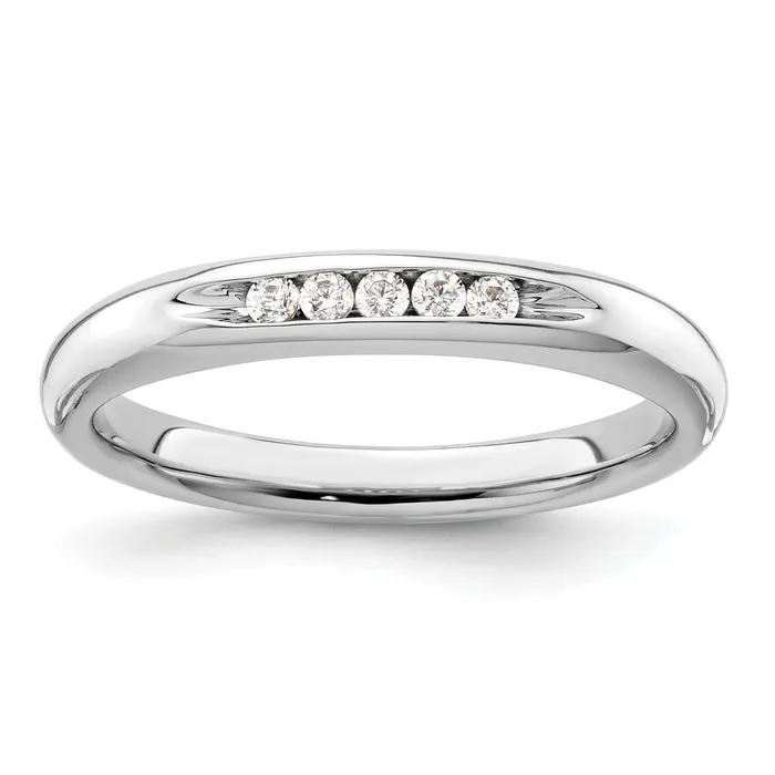 Rings Goldia 010ct CZ Solid Real 14K White Gold 5Stone Channel Wedding Band Ring Rings Goldia 010ct CZ Solid Real 14K White Gold 5Stone Channel Wedding Band Ring