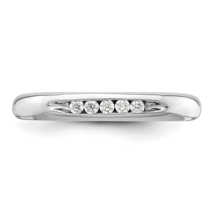 Rings Goldia 010ct CZ Solid Real 14K White Gold 5Stone Channel Wedding Band Ring