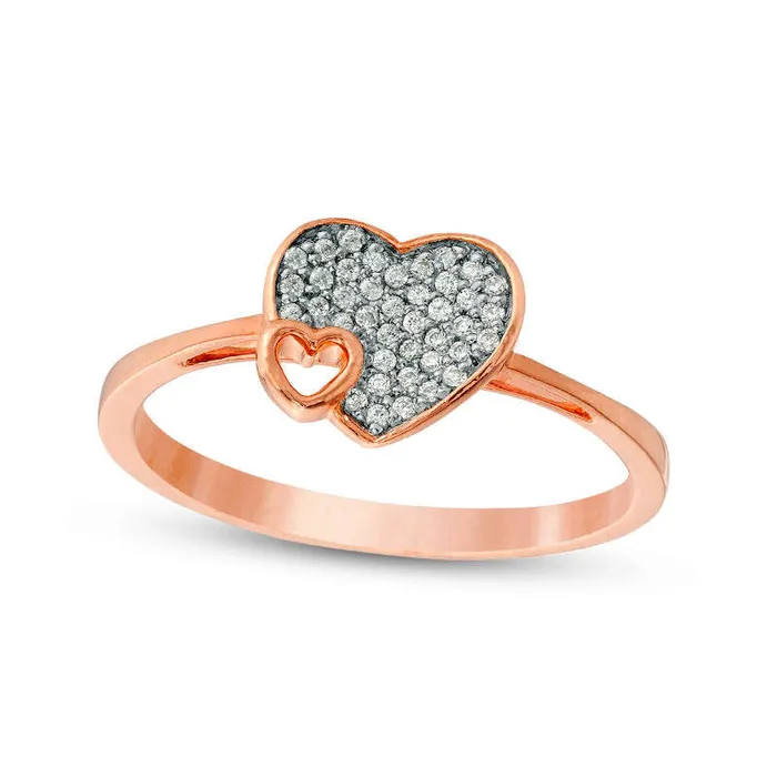 Rings Goldia 013 CT TW Composite Natural Diamond HeartShaped Ring in Solid 10K Rose Gold Rings Goldia 013 CT TW Composite Natural Diamond HeartShaped Ring in Solid 10K Rose Gold