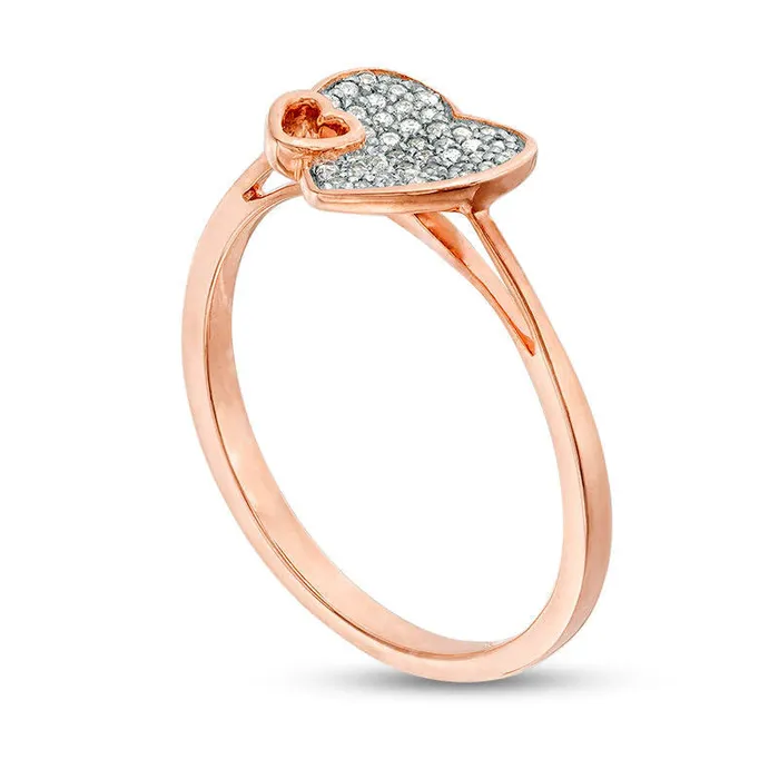 Rings Goldia 013 CT TW Composite Natural Diamond HeartShaped Ring in Solid 10K Rose Gold Rings Goldia 013 CT TW Composite Natural Diamond HeartShaped Ring in Solid 10K Rose Gold